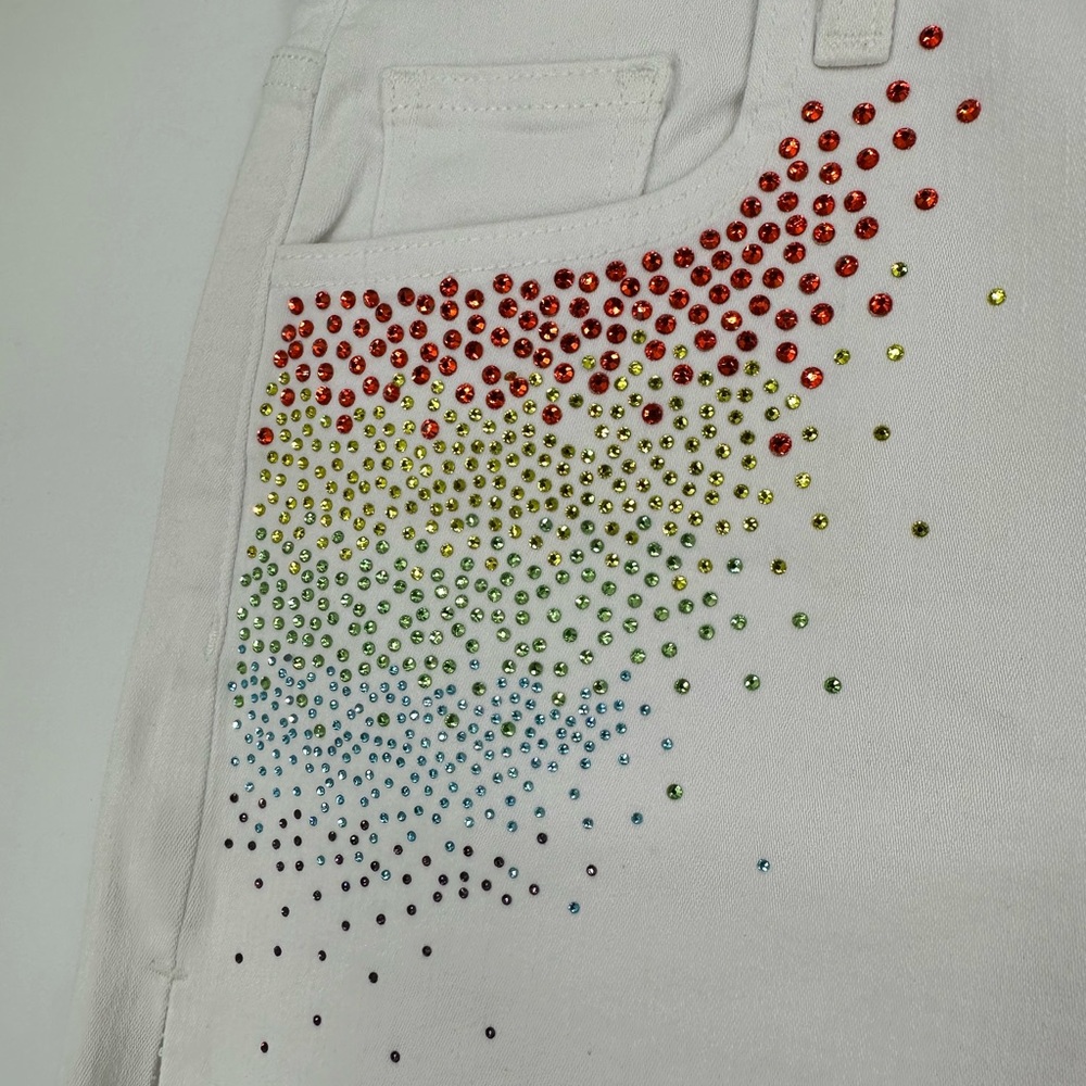 Stephanie Gottlieb x Joe’s Jeans The Ozzie 4”
Short White Rainbow Crystals sz 27 - Picture 5 of 15